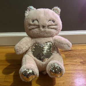 The Children’s Place Plush Cat Backpack with Gold Sequin Accents